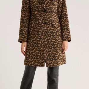 MIcheal Kors Leopard Print Single Breasted Coat